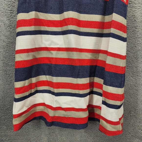 ASOS Womens Size 12 Bold Striped Patriotic V-Back Ruffle Accent Mini Shift Dress - Picture 6 of 12